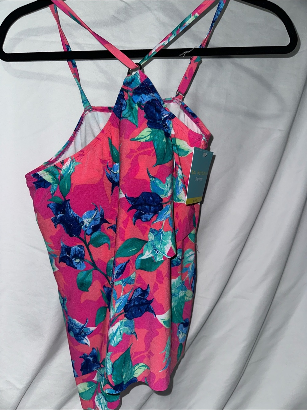 Kohl's women’s Pink Floral One-Piece Swimsuit with Blue & Green Accents